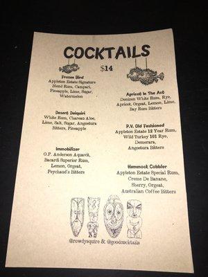 Cocktail Menu!