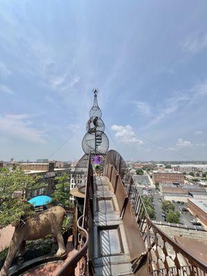 Perched above the city