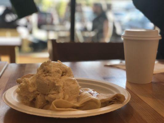 Fresh Apple Crepe with scoop ice cream $9.00+$2.00