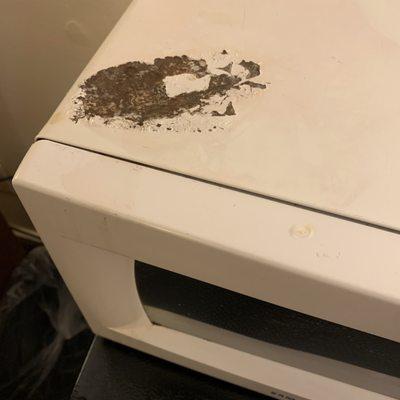 Paint peels on old micro wave