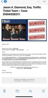 Proof of my case being dismissed