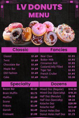 Our donuts menu is updated.