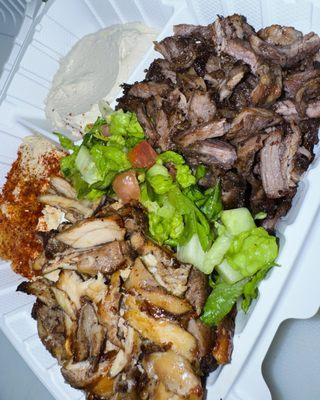 Half Chicken/Half Tri-Tip Shawarma plate