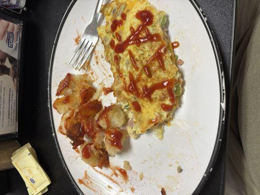 Western omelette with home fries.