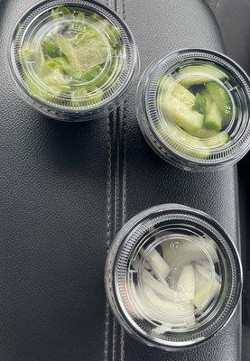 Lettuce cucumber and onion