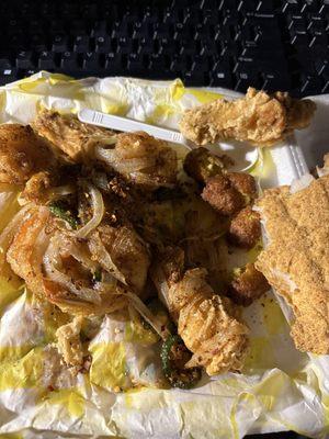 Nasty asf, old asf, hard asf, salty ASF. Salt and pepper 21. Six Shrimps and 5 Chicken Wings and added 1 piece fried fish. NEVER AGAIN