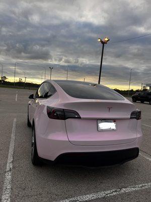 Pink Pearlescent wrapped 2024 Tesla Model Y