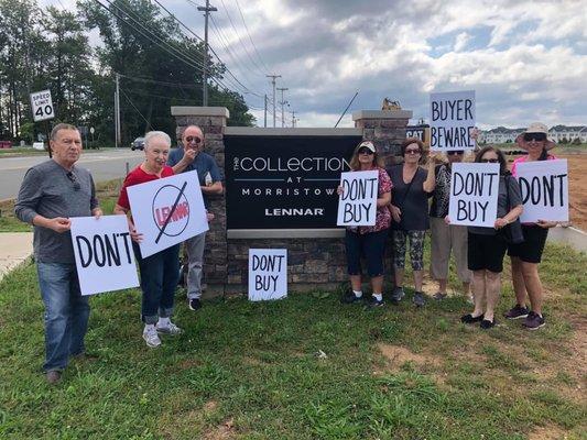 Homeowners from Lennar's Greenbriar at Fox Ridge in Rockaway, NJ picketing at a nearby Lennar community.