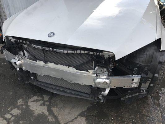 Brand new 2016 C300 Coupe was sandwiched in between two cars. We handled all the insurance and body work!