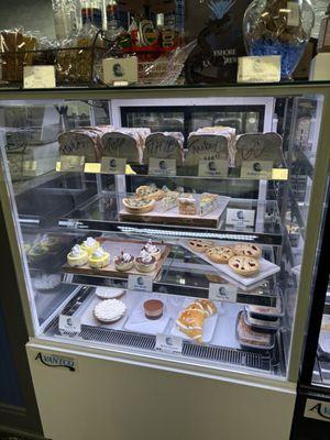 Panini pressed sandwiches. With rotating cheesecakes and pastries. They also have breakfast burritos and quiche.