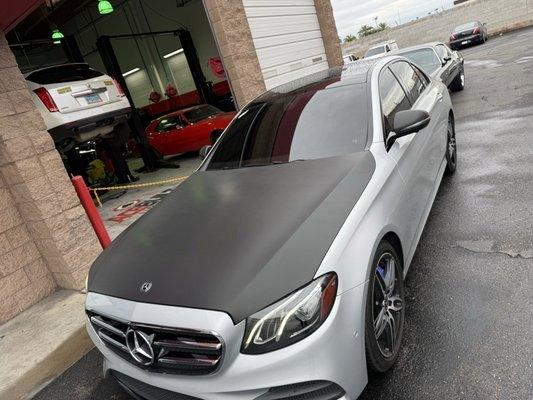 Side mirrors and hood carbon fiber wrapped