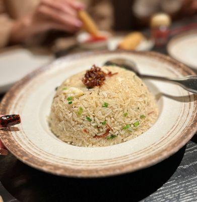 Crab Fried Rice with XO sauce (no egg)- $28. Meh.