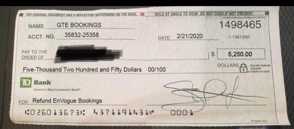 This was the 1st from a series of payments due to us once per week until the full payoff was met. The total was over 30k.