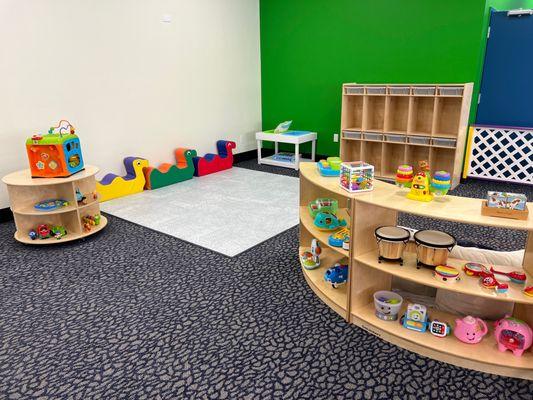 Our classrooms encourage both gross and fine motor skilld development while engaging children in social and cognitive play.