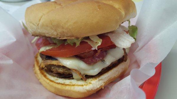 Our Good Neighbor BBQ burger with provolone instead of cheddar.