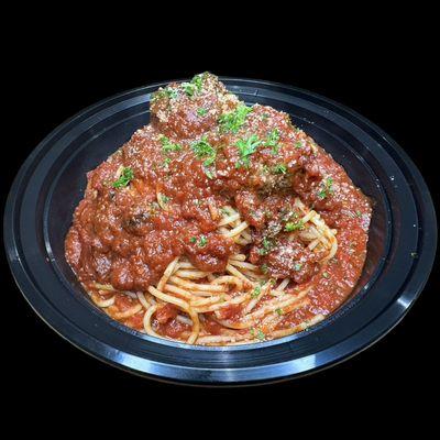 Spaghetti w/ Homemade Meatballs.