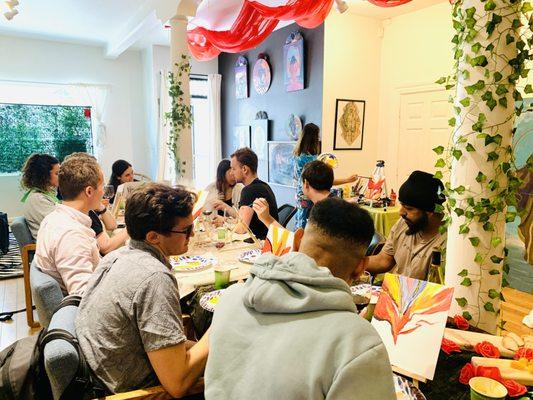 Art class like sip & paint is great for team building!