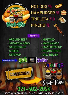 El Carrito de Hol-Do * Food Cart Menu