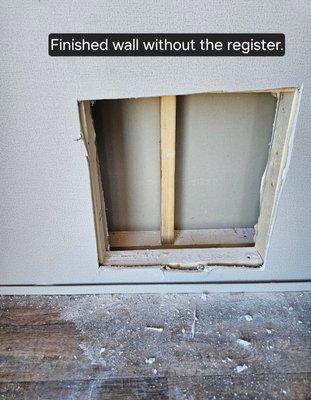 A/C register cut out but never sent the register so a filter can be put in