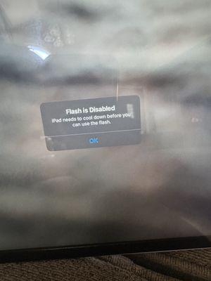 Notification that keeps popping up when trying to use the camera.