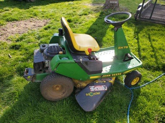 Broken (scrap) mower to be disposed of