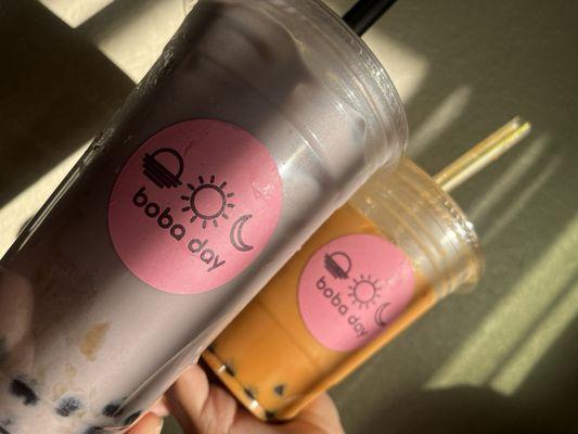 Large taro milk tea + taro pudding Med That milk tea + boba