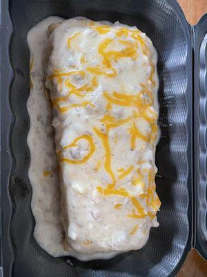 Breakfast burrito (bacon, eggs, hashbrowns n cheese) smothered in gravy, ordered to go! Very good! 11/2023