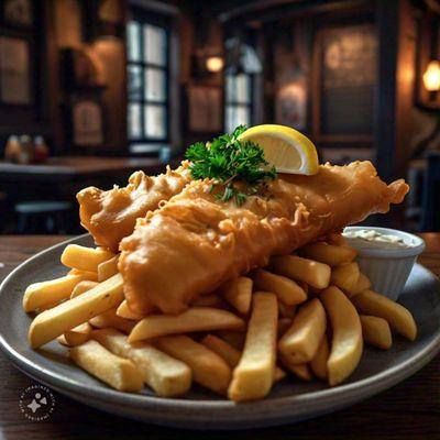 Crispy Flaky Fish and chips available everyday!
