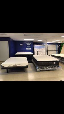 We offer 13 different styles of mattresses from plush , pillowtop, double sided , firm , gel hybrid , memory foam and cooling gel!