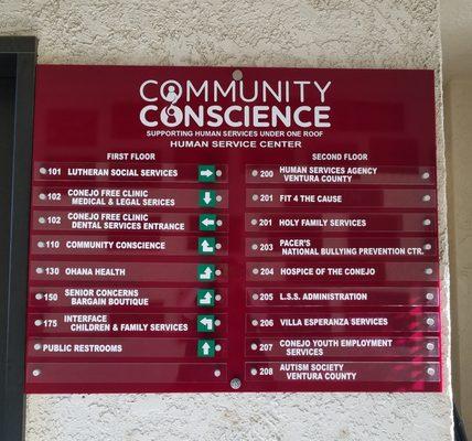 Directory Signs with agencies listed