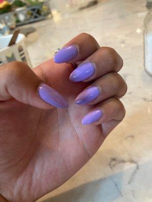 Simple almond acrylic fill w/ lavender gel -- looks better in person I promise!