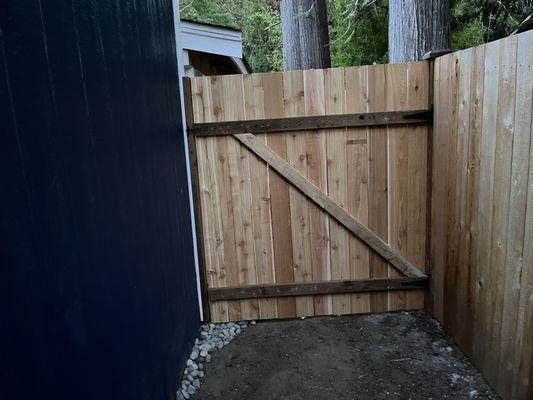 Side fence converted into a gate.