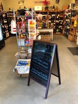 Inside the store. They also sell wine.