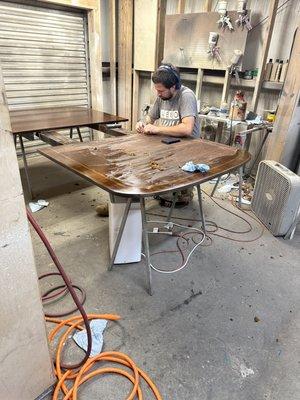 This is our bread and butter work, we Restore tables every week