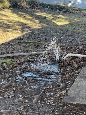 Busted washing machine drain line that we fixed