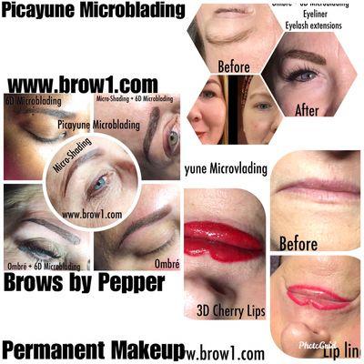 6D Microblading, ombré, Micro-Shading, Permanent Makeup, Permanent eyeliner, eyelash extensions, Lip liner, and 3D Candy Lips