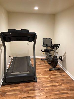 treadmill and stationary bike