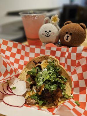 Watermelon agua fresca and an Adobada taco... delicious!