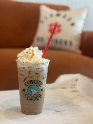 Iced Caramel latte with whip cream