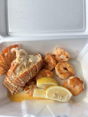 Lobster tail and grilled shrimp