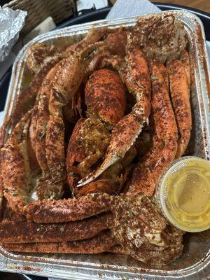 Lobster, shrimp, crab, corn, potatoes,and sausage