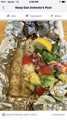 Grilled trout with avocado salaa