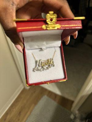 Custom Name Plate - double plate, white gold, yellow gold, diamonds