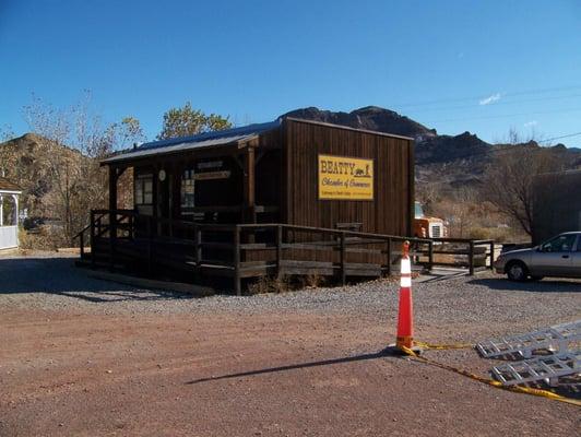 Beatty Chamber of Commerce on US 95 next door to the Rebel Gas Station.