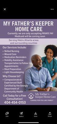 My father’s keeper home care