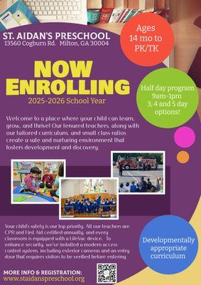 If you haven't reserved your spot for next school year, now is the time to sign up!