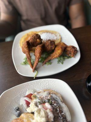 Fried chicken and pancakes