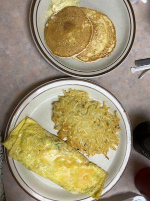 Omelette and pancakes