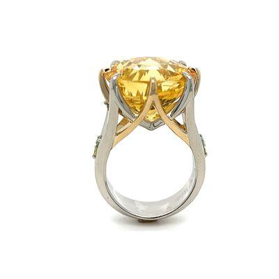 White and Yellow Gold Ring with Natural Yellow Sapphire