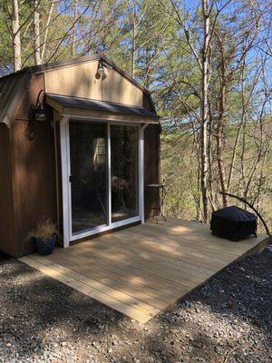 new door and little deck for a sheshed